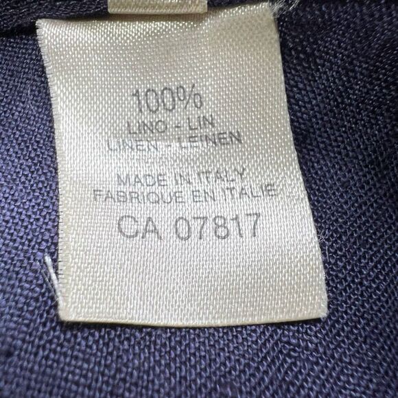 Idea Uomo Linen Button Up Shirt Men's Size M Medium Navy Blue Made In Italy - Picture 5 of 13